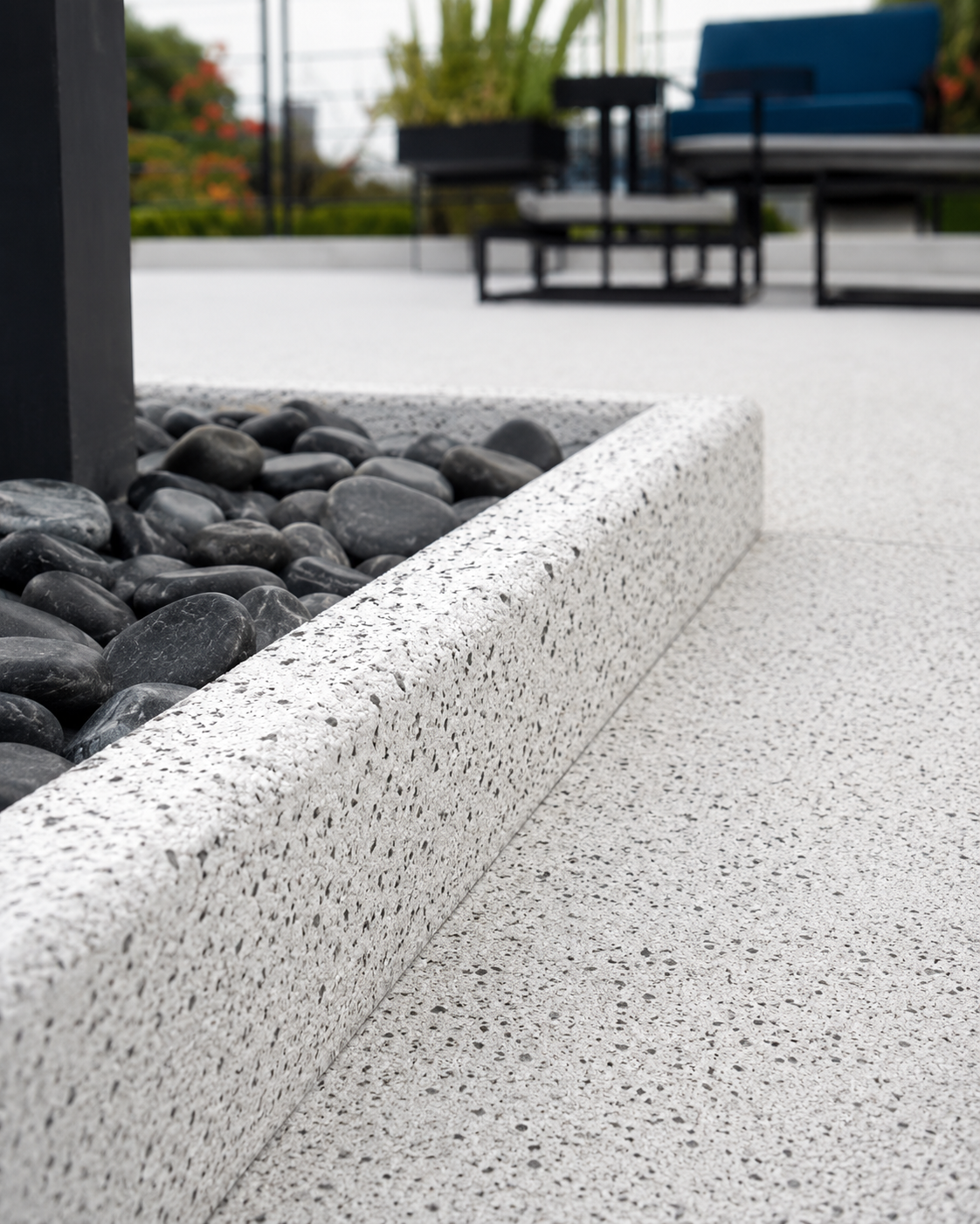 Detalhe do granilite branco com pedras